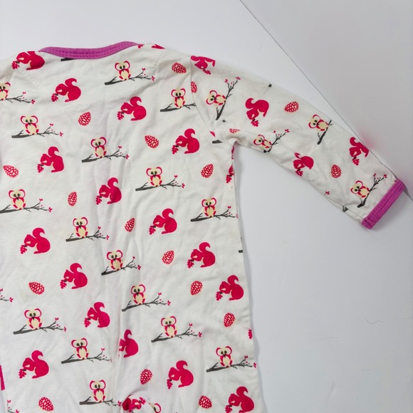 Kyte BABY Park Snap Footie 3-6M Pink Squirrel‎ Owl Retired - Picture 8 of 12